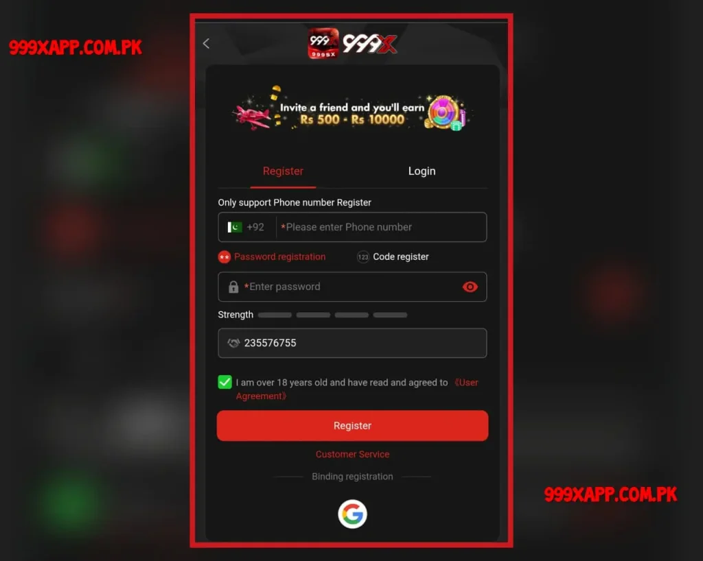 999X Game Registration